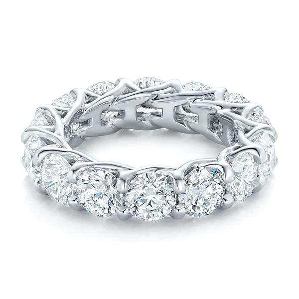 14K White Gold Round Brilliant Diamond Eternity Wedding / Anniversary Band