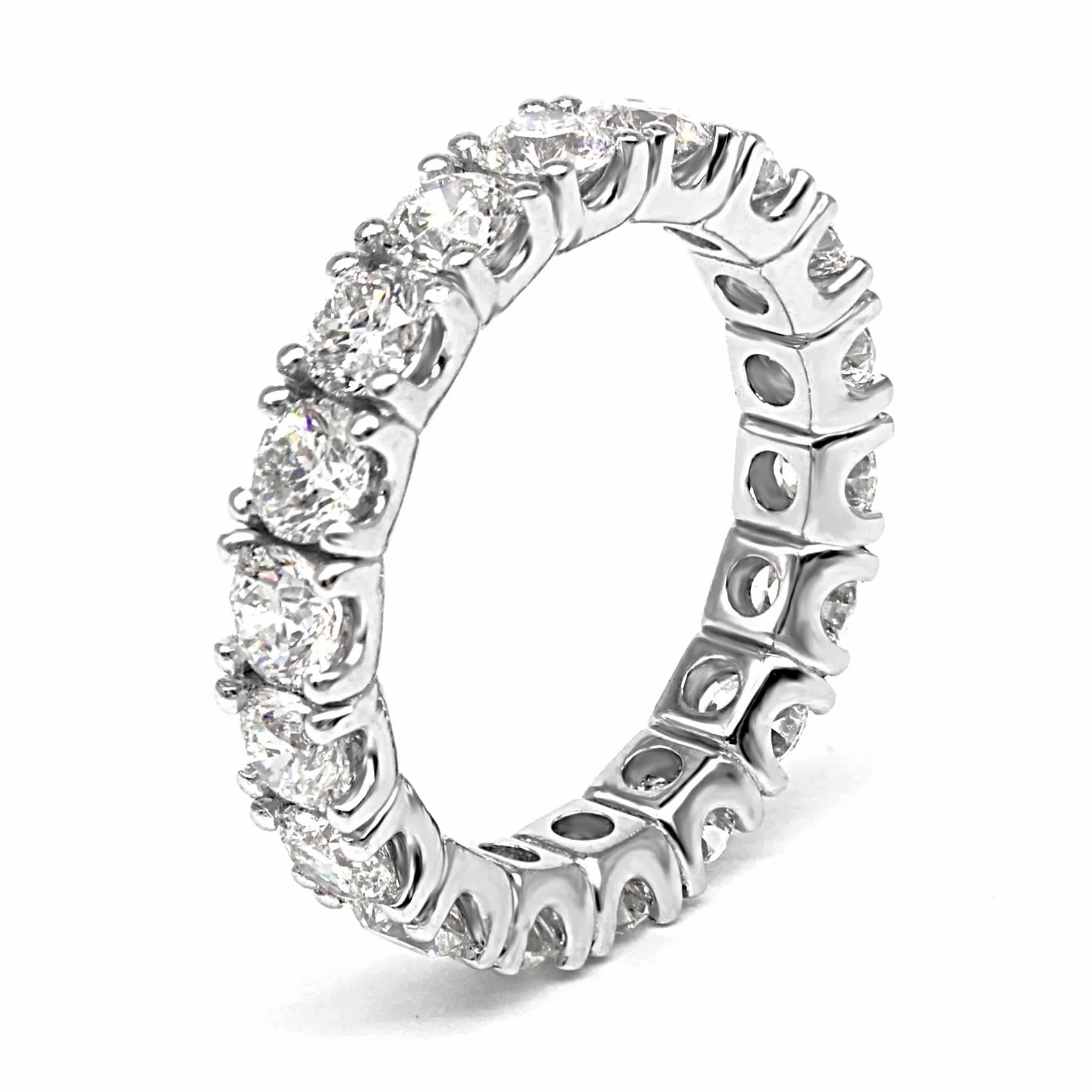 3.95ct. 14K White Gold Round Brilliant Diamond Eternity Band. Size 7