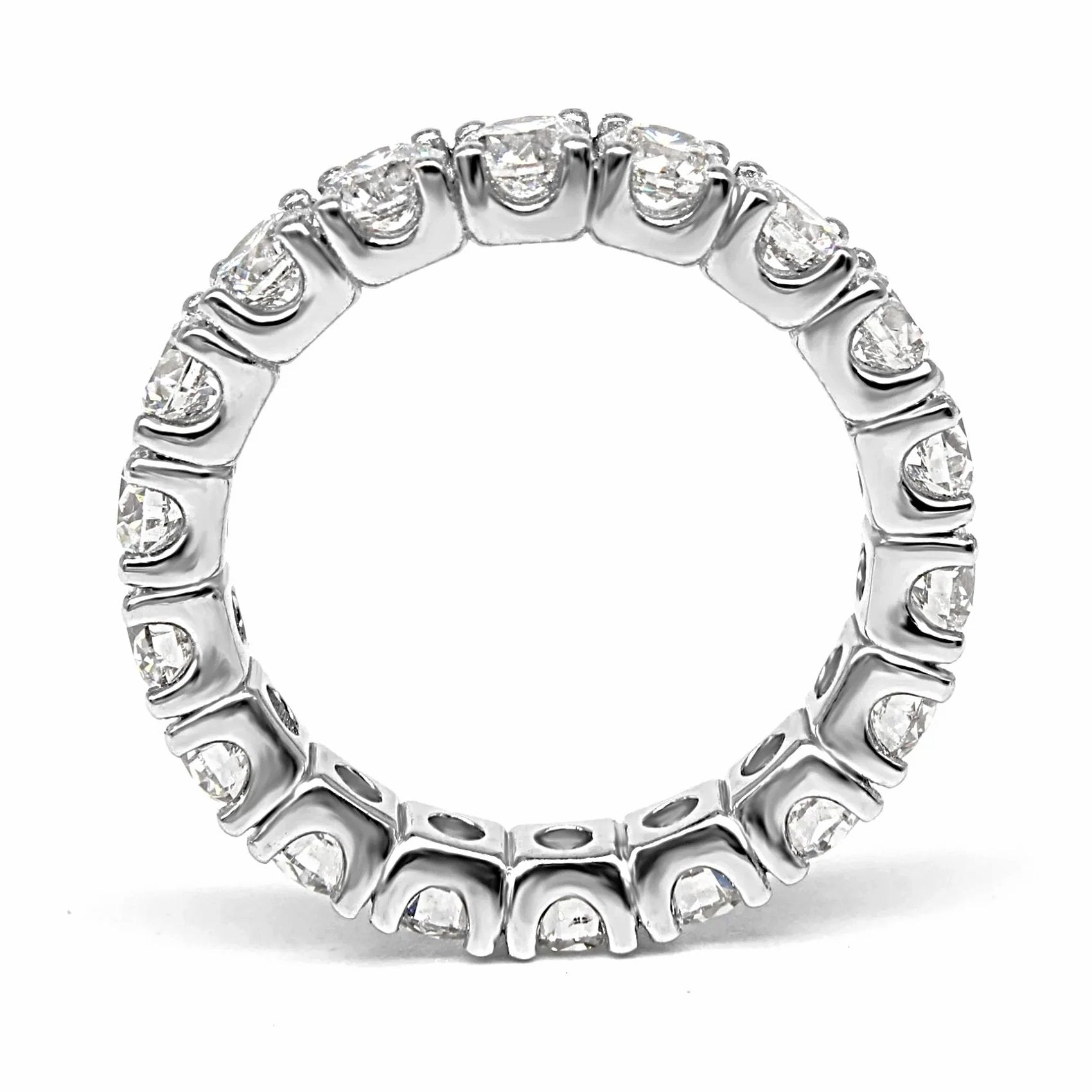 3.95ct. 14K White Gold Round Brilliant Diamond Eternity Band. Size 7