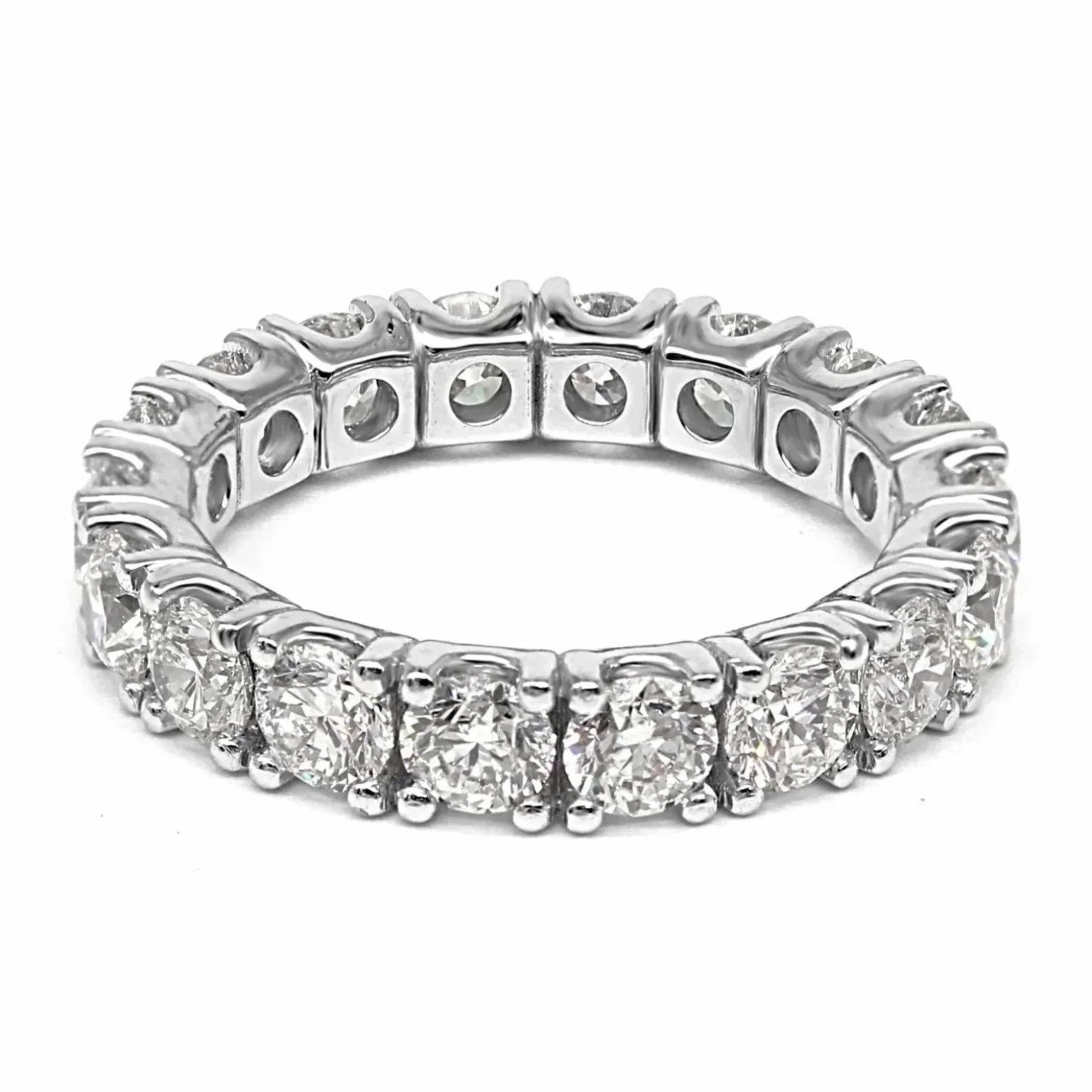 3.95ct. 14K White Gold Round Brilliant Diamond Eternity Band. Size 7