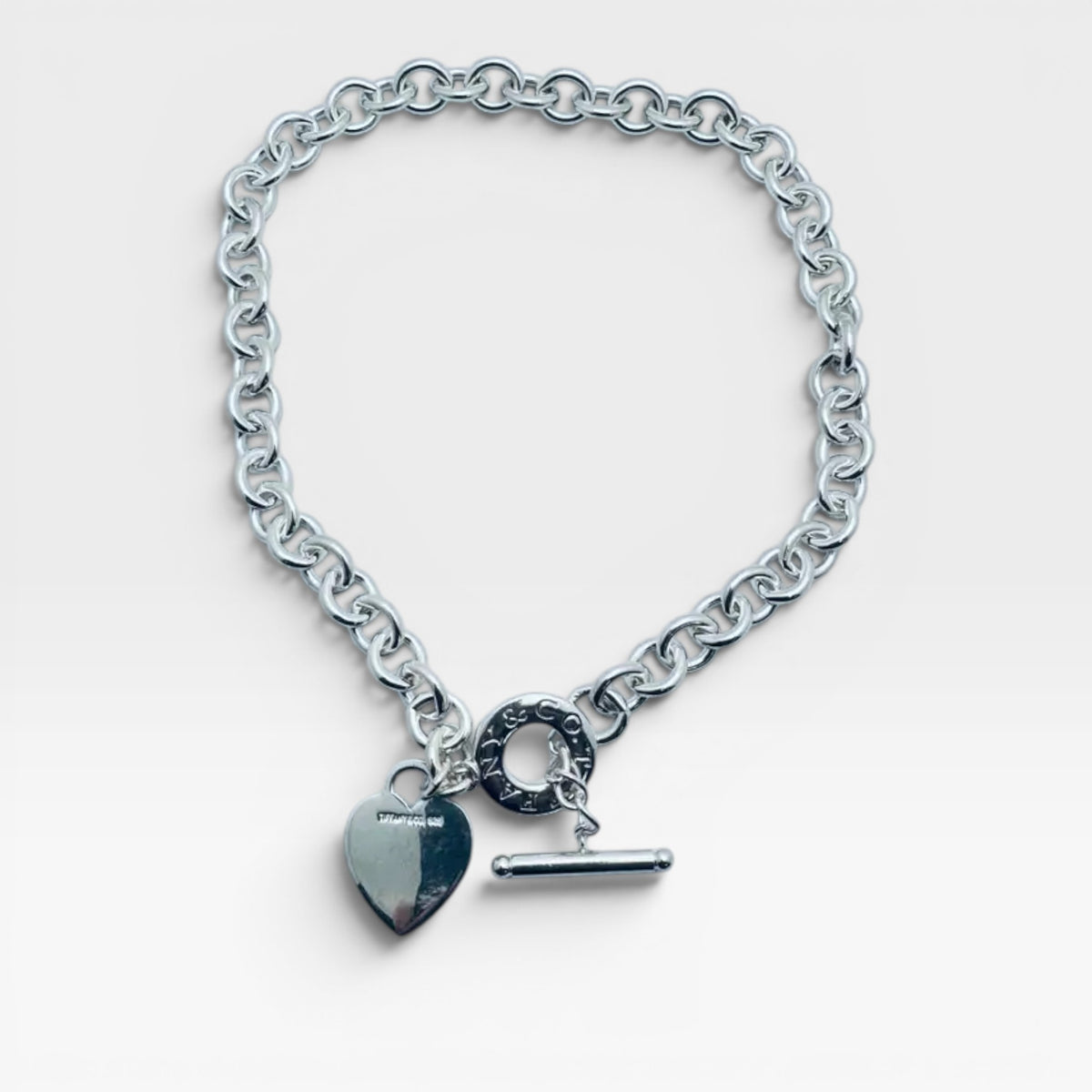 Tiffany & Co. Sterling Silver Heart Tag Pendant with 14" Necklace. (Pre-Owned)