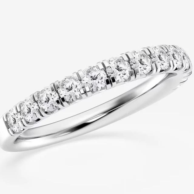 0.90ct-14k white Gold Diamond Wedding Band with Round Brilliant Cut Diamonds