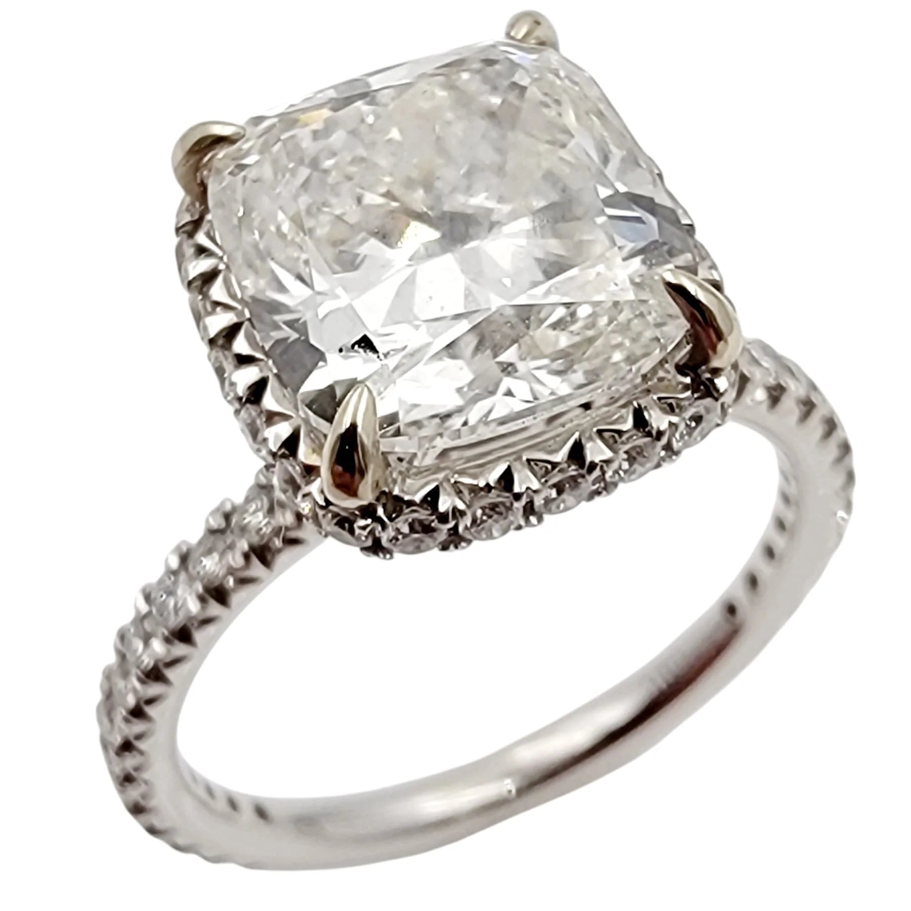 Ladies 14K White Gold 3/4 Eternity Ring with Diamond Halo