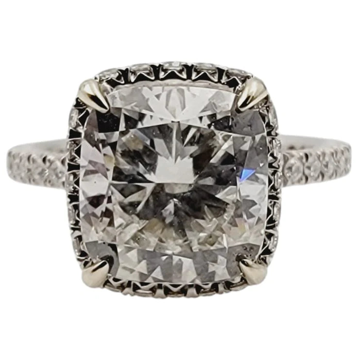 Ladies 14K White Gold 3/4 Eternity Ring with Diamond Halo