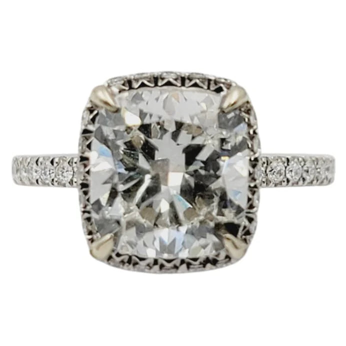 Ladies 14K White Gold 3/4 Eternity Ring with Diamond Halo