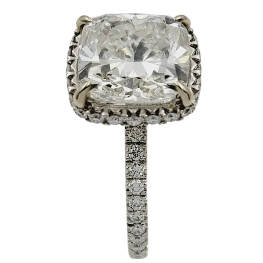 Ladies 14K White Gold 3/4 Eternity Ring with Diamond Halo