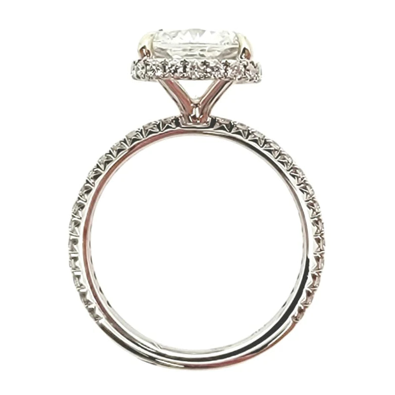 Ladies 14K White Gold 3/4 Eternity Ring with Diamond Halo