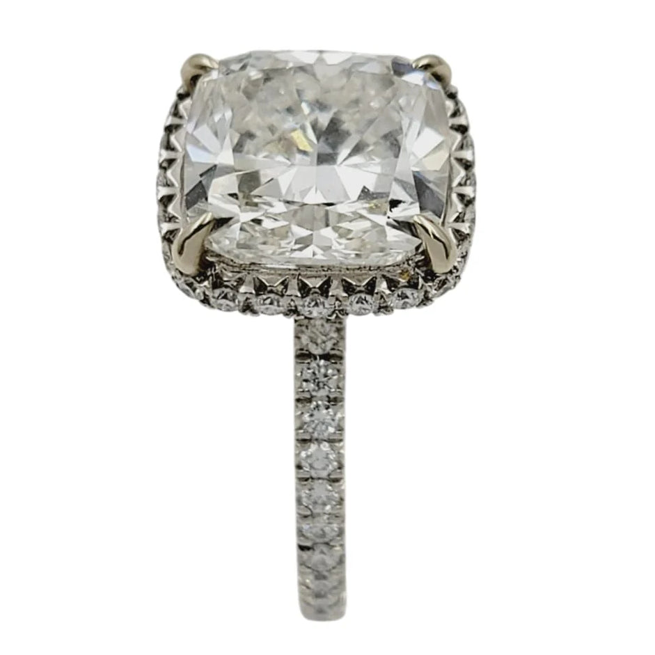 Ladies 14K White Gold 3/4 Eternity Ring with Diamond Halo