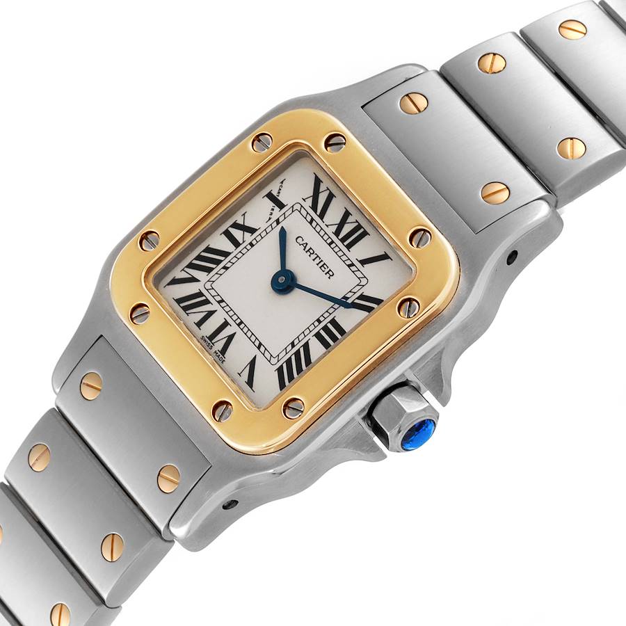 Ladies Cartier 24mm Medium Santos 18K Yellow Gold / Stainless Steel Watch with White Dial. (Pre-Owned)