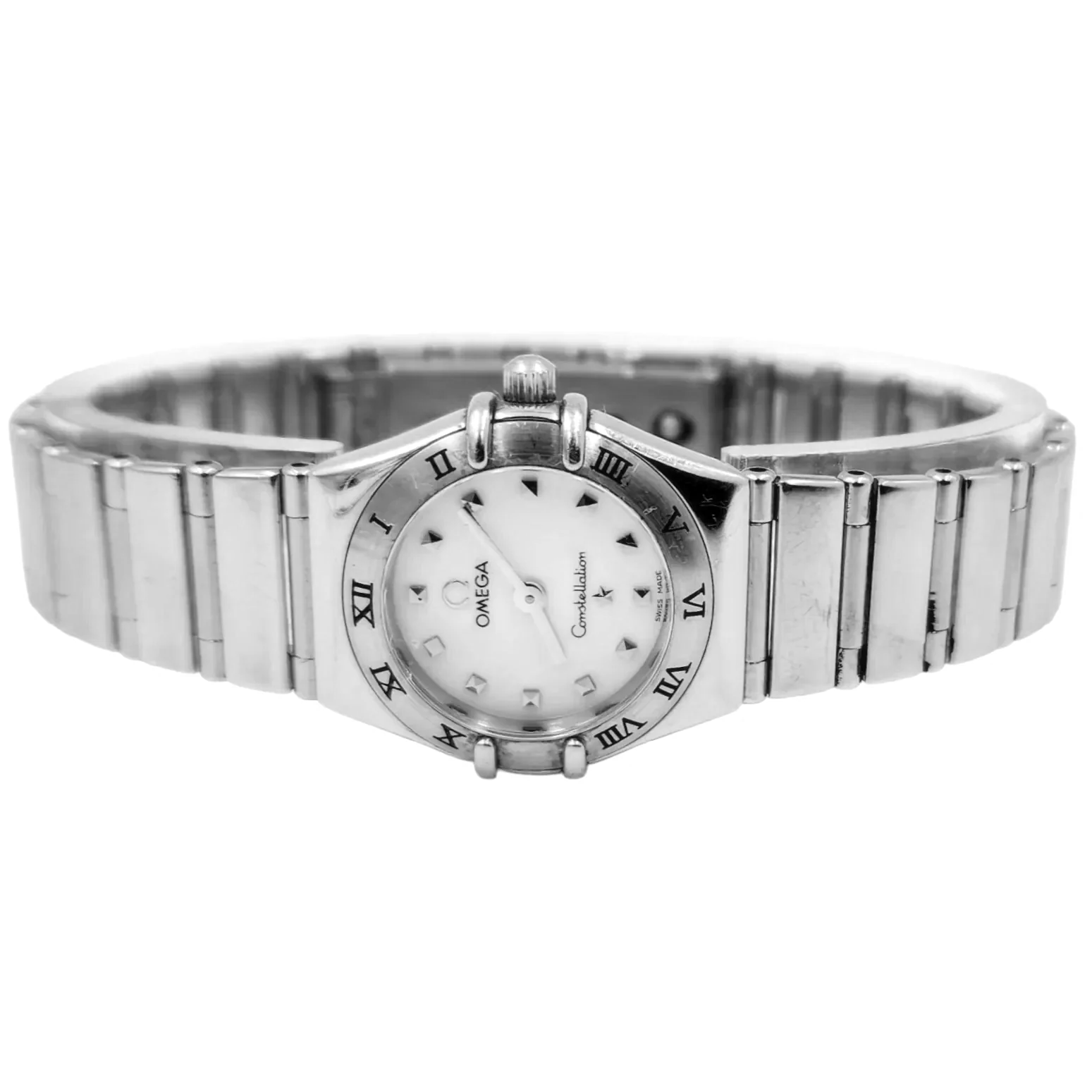Ladies Omega 22mm Constellation Stainless Steel Watch with Mother of Pearl Dial and Roman Numeral Bezel. (Pre-Owned)