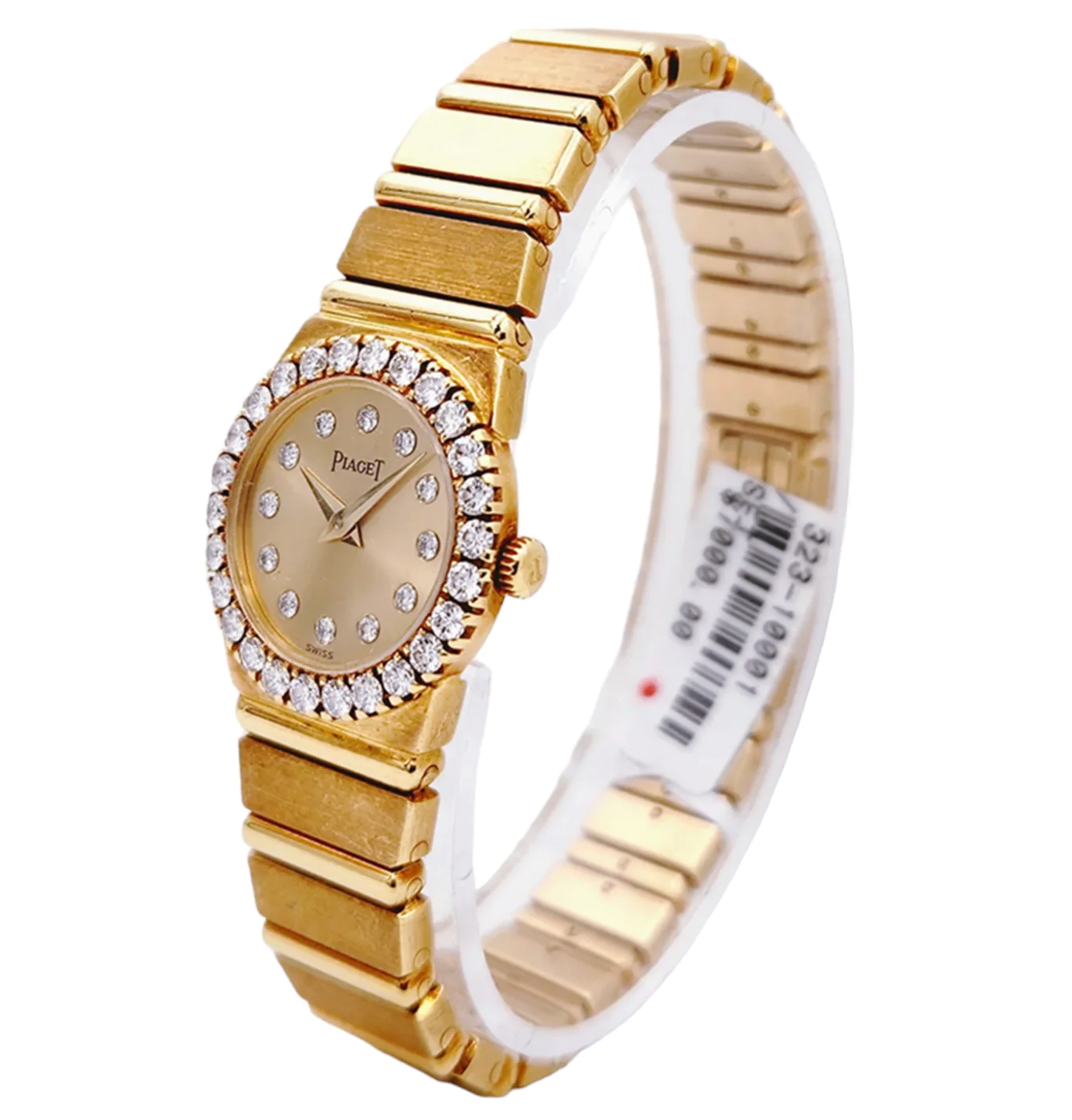 Ladies Piaget Polo 21mm Vintage Solid 18K Yellow Gold Band Watch with Champagne Diamond Dial and Diamond Bezel. (Pre-Owned)