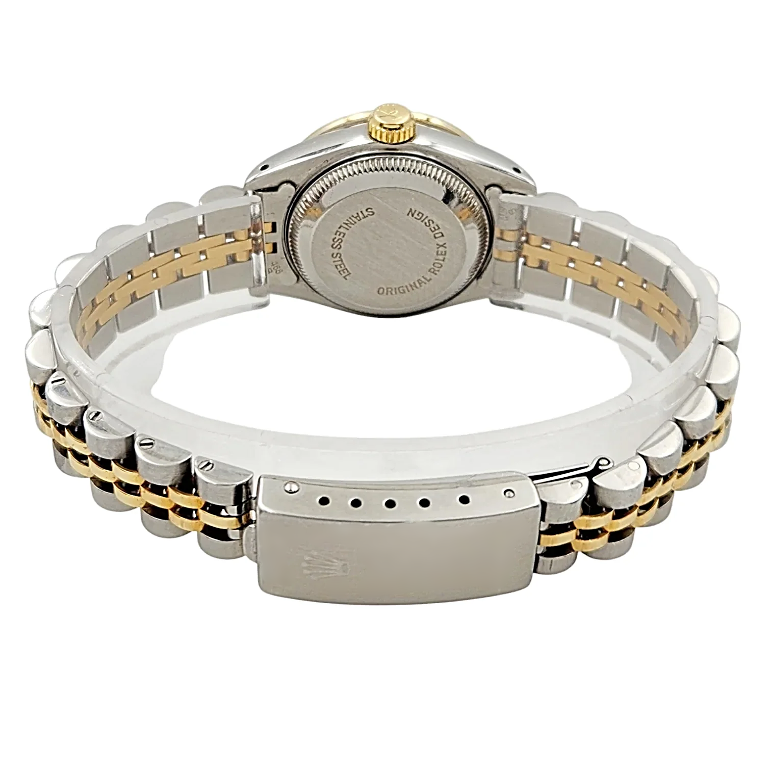 *Ladies Rolex 26mm Datejust 18K Yellow Gold / Stainless Steel Two Tone Watch with Silver Diamond Dial and Diamond Bezel. (Pre-Owned Box/Paper 69173)
