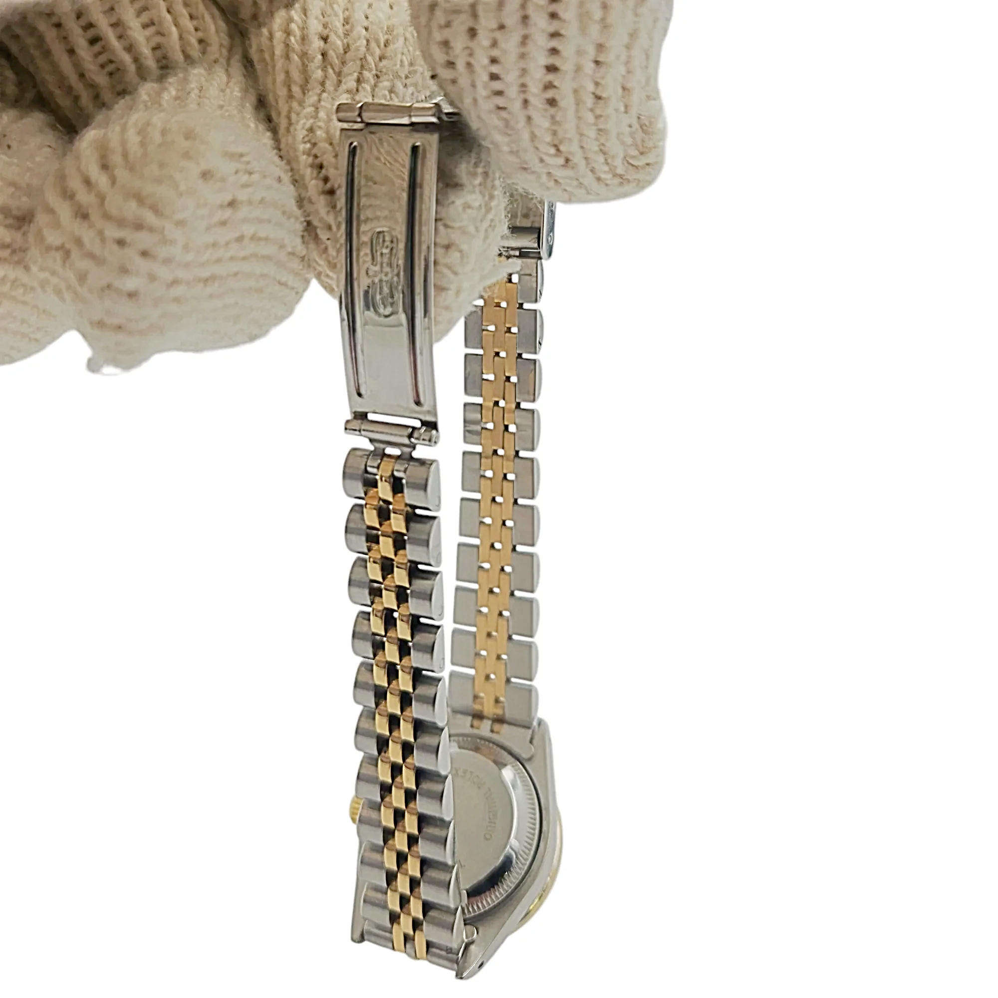 *Ladies Rolex 26mm Datejust 18K Yellow Gold / Stainless Steel Two Tone Watch with Silver Diamond Dial and Diamond Bezel. (Pre-Owned Box/Paper 69173)