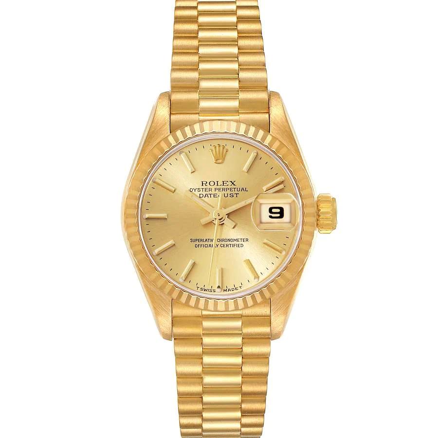 Ladies Rolex 26mm Presidential 18K Yellow Gold Wristwatch w/ Gold Dial & Fluted Bezel. (Pre-Owned 6917)