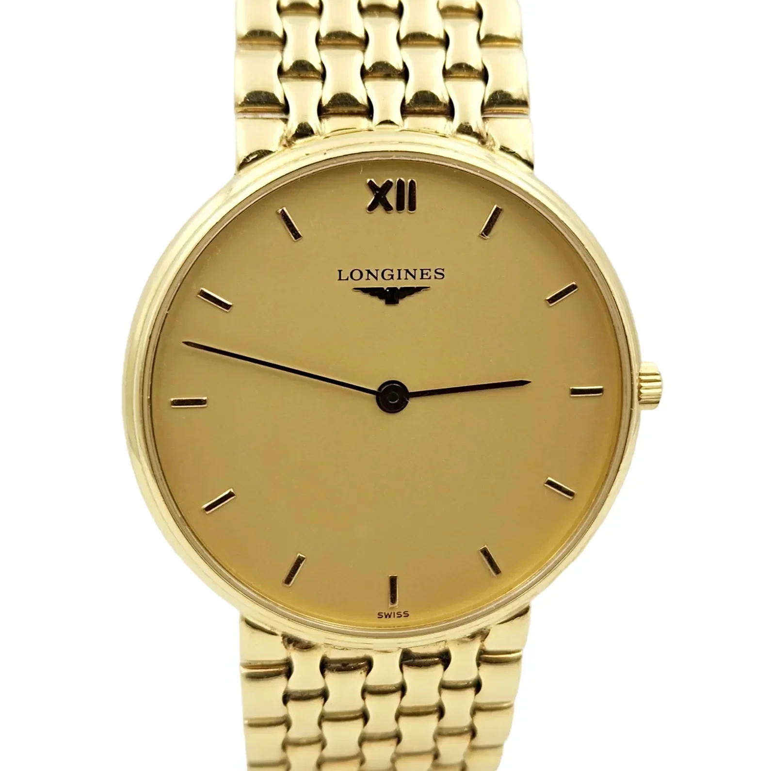 Men's Longines Vintage 34mm Watch with 18K Yellow Gold Band, Gold Dial and Gold Bezel. (Pre-Owned )