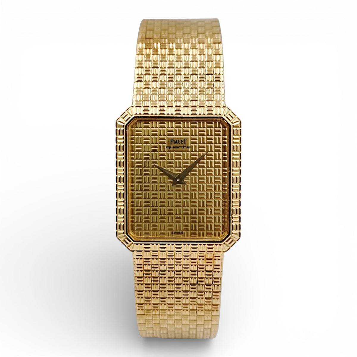 *Men's Piaget 24mm x 28mm Vintage 18K Solid Yellow Gold Band Watch with Gold Dial. (Pre-Owned 7141 C5)