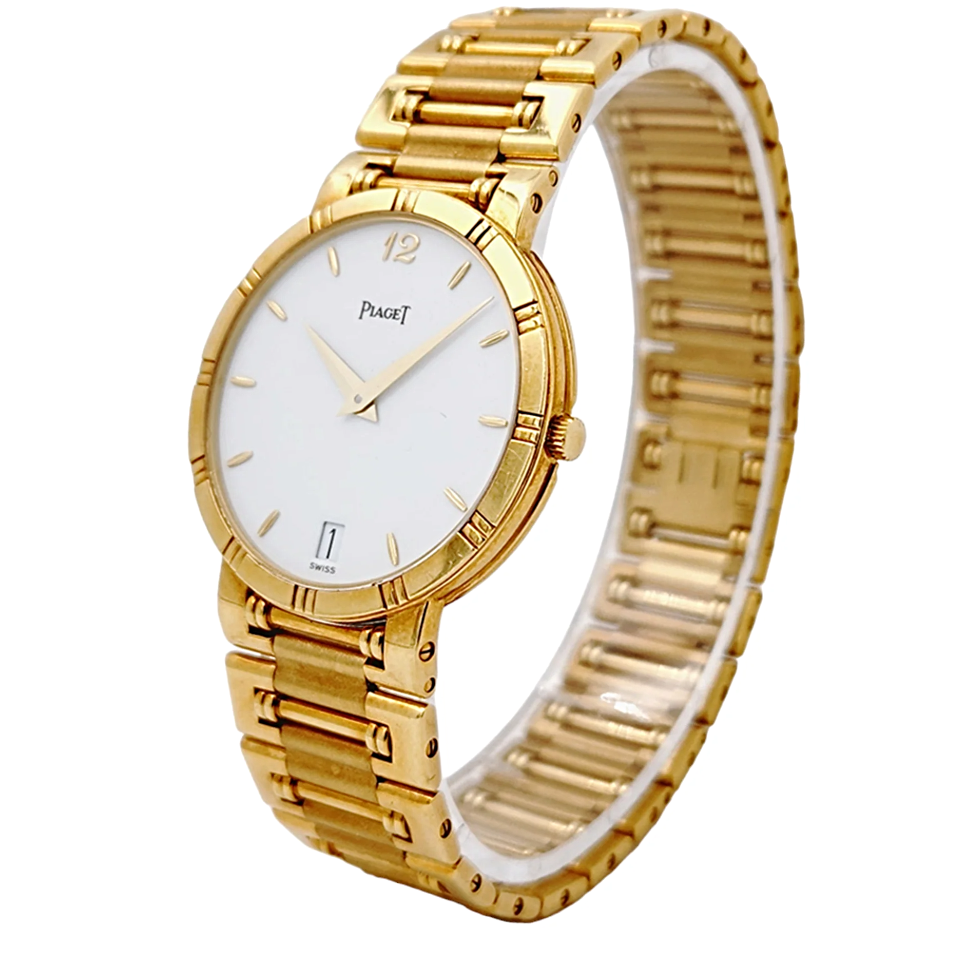 *Men's Piaget 31mm Dancer Vintage Solid 18K Yellow Gold Band Watch with White Dial. (Pre-Owned)