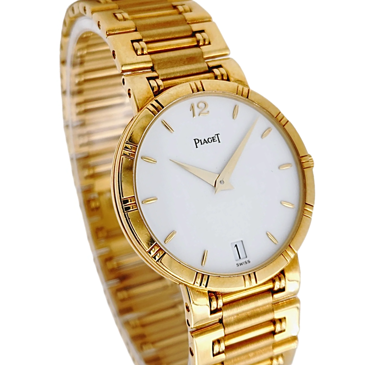 *Men's Piaget 31mm Dancer Vintage Solid 18K Yellow Gold Band Watch with White Dial. (Pre-Owned)