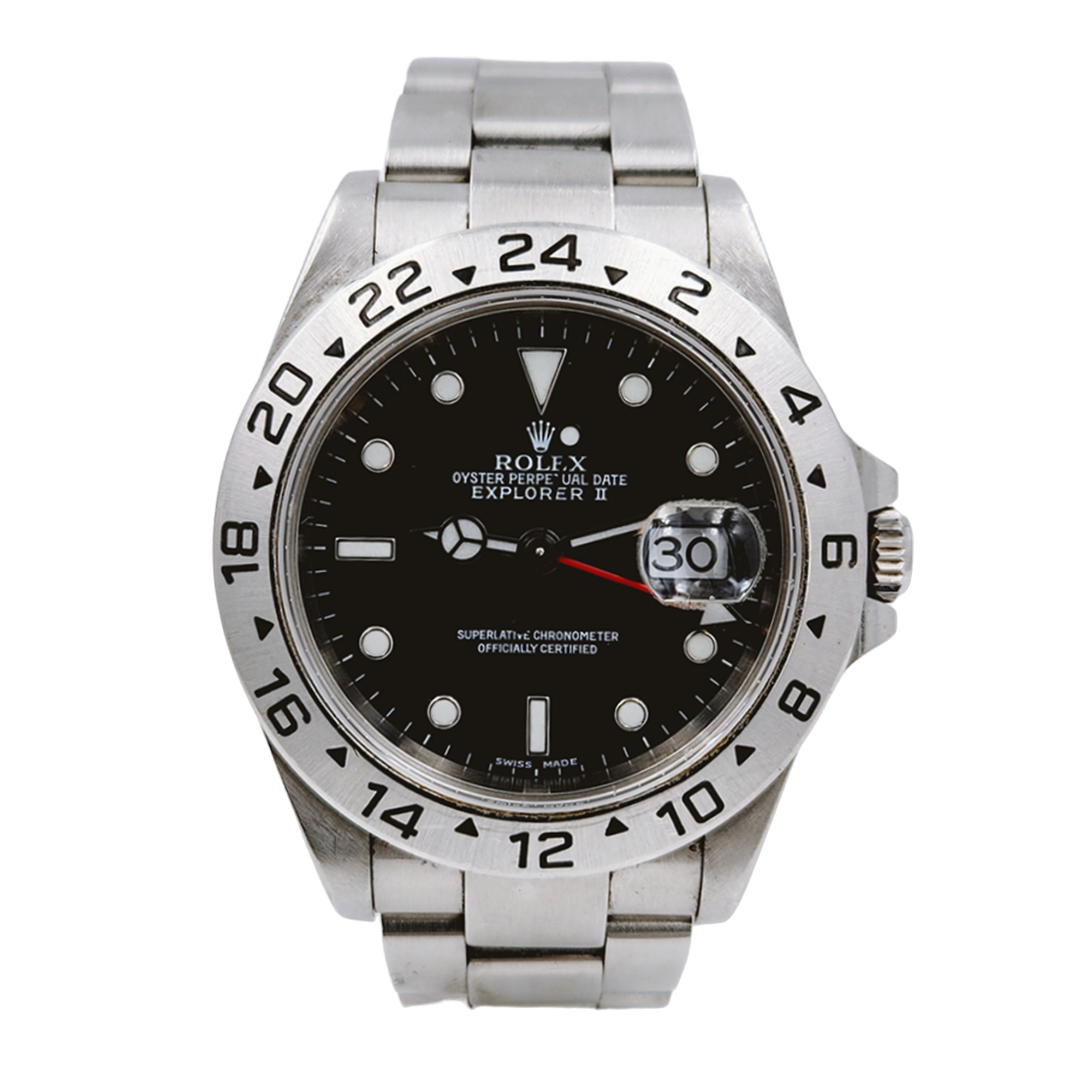 Men's Rolex 40mm Explorer II Stainless Steel Watch with Oyster Band and Black Dial. (Pre-Owned 16570)