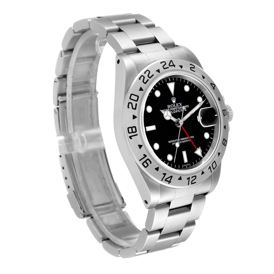 Men's Rolex 40mm Explorer II Stainless Steel Watch with Oyster Band and Black Dial. (Pre-Owned 16570)