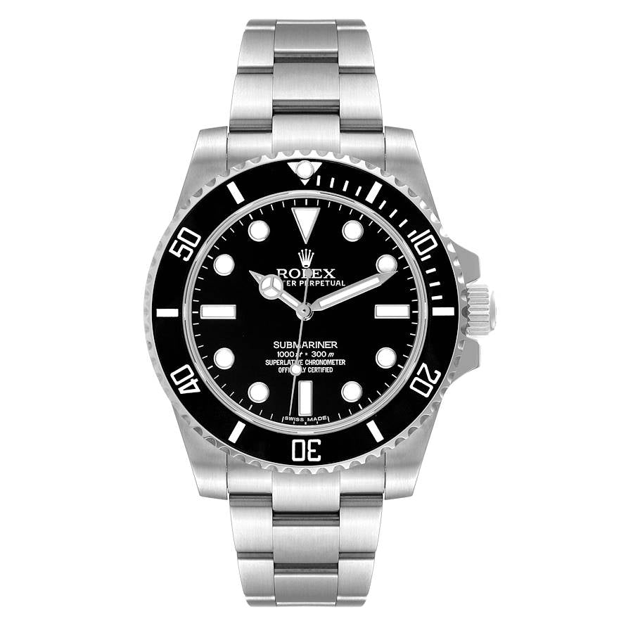 Men's Rolex 40mm Submariner Date Oyster Perpetual Stainless Steel Watch with Black Dial and Black Bezel. (Pre-Owned 114060)