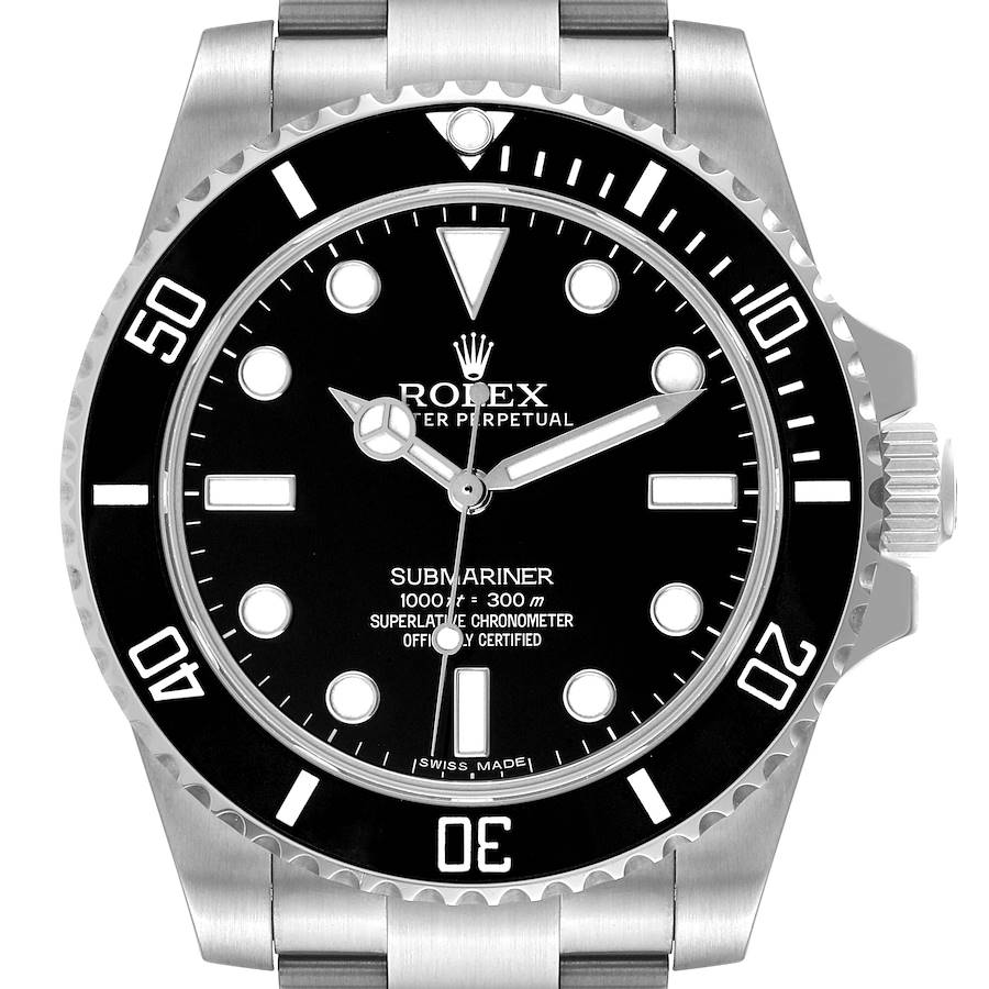 2014 Men's Rolex 40mm Submariner Oyster Perpetual Stainless Steel Watch with Black Dial and Black Bezel. (Pre-Owned 114060)