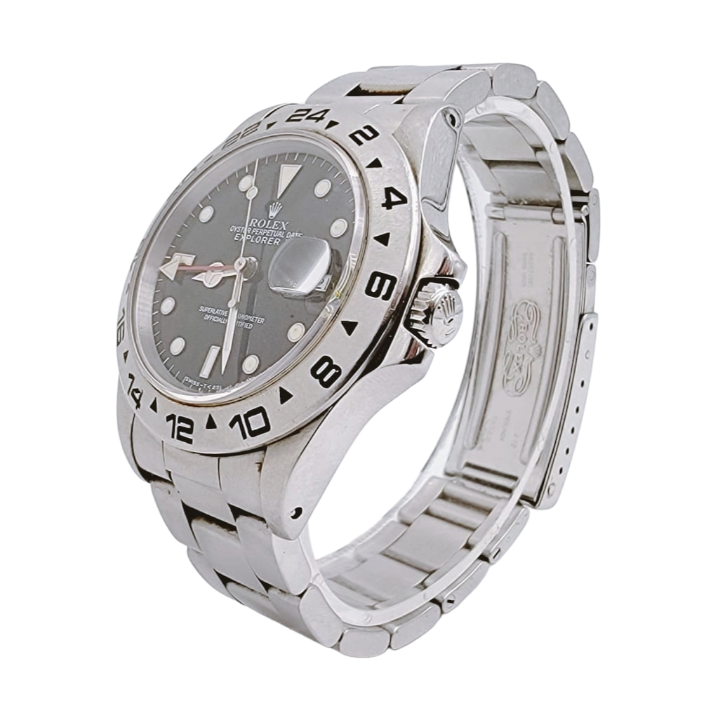 Men's Rolex 40mm Vintage Explorer Stainless Steel Watch with Oyster Band and Black Dial. (Pre-Owned 16550)