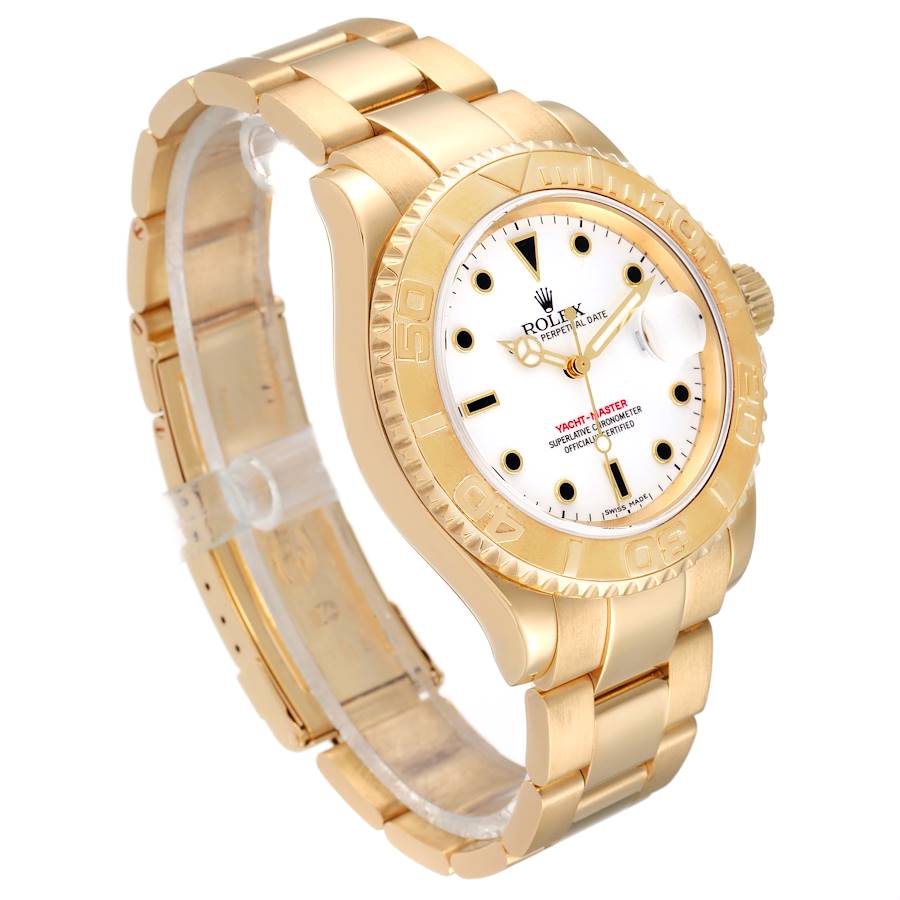 Men's Rolex Yacht Master 40mm Oyster Perpetual 18K Solid Yellow Gold Wristwatch w/ White Dial. (Pre-Owned 16628)