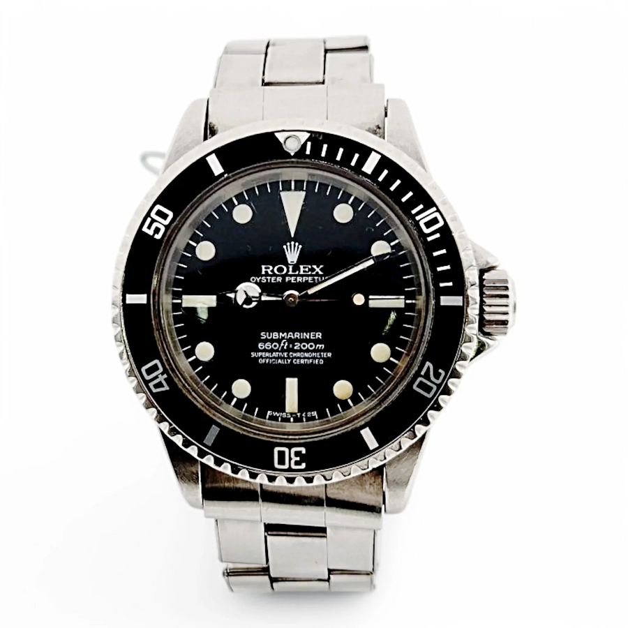 1970 Men's Rolex 40mm Vintage Submariner Stainless Steel Watch with Black Dial and Fluted Bezel. (Pre-Owned 5513)