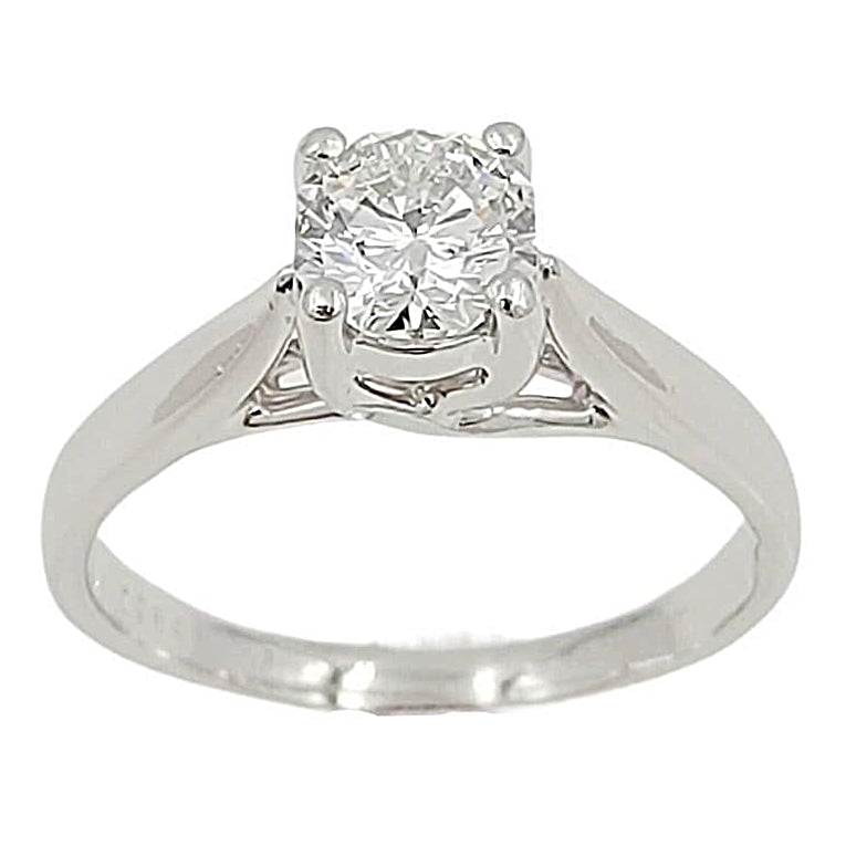 Platinum Solitaire Diamond Ring. Octagon Brilliant Cut Diamond.