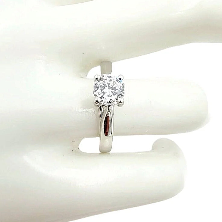 Platinum Solitaire Diamond Ring. Octagon Brilliant Cut Diamond.