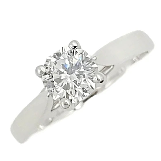 Platinum Solitaire Diamond Ring. Octagon Brilliant Cut Diamond.