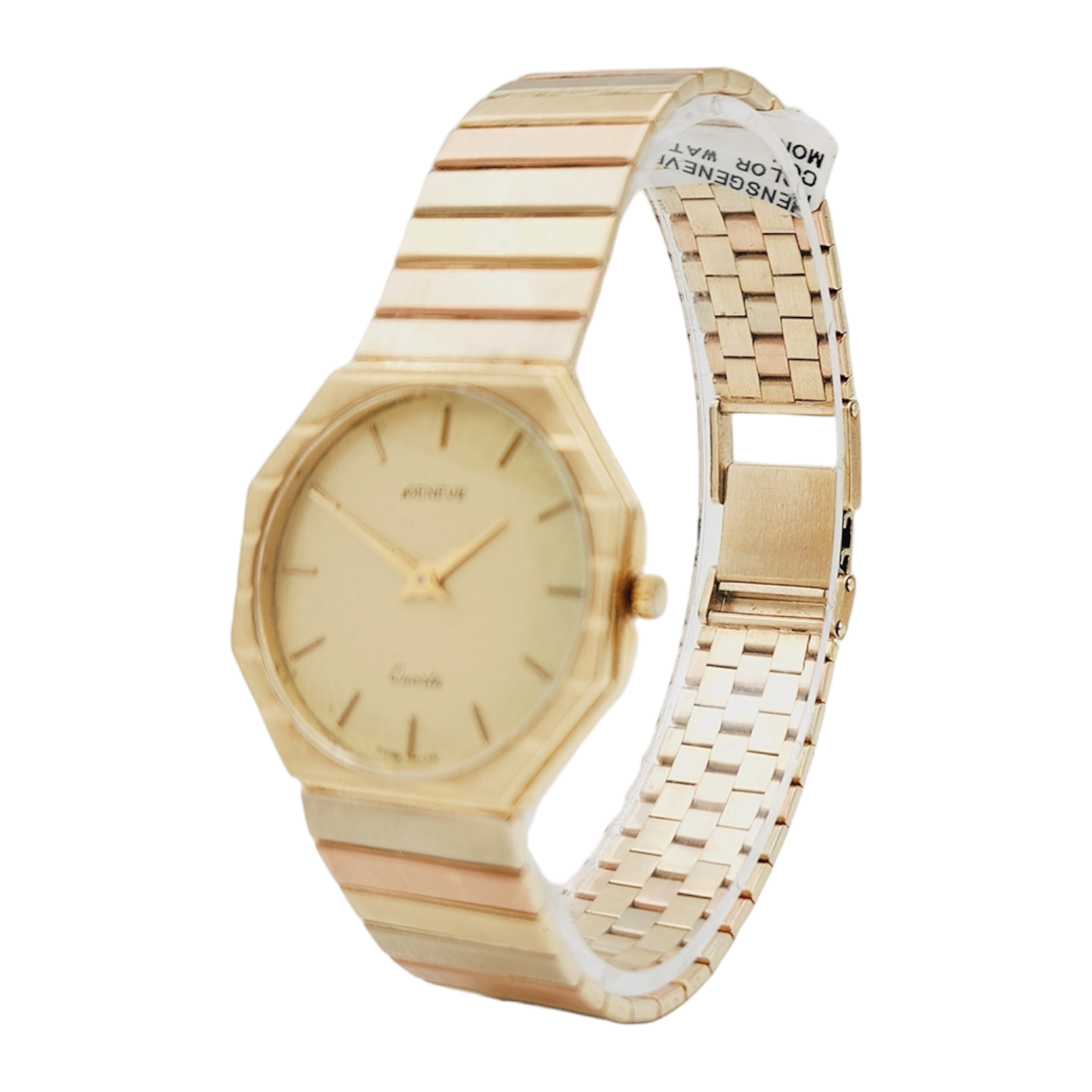 Unisex Geneve 32mm Vintage 14K Yellow Gold Watch with Gold Dial and Fluted Bezel. (Pre-Owned)