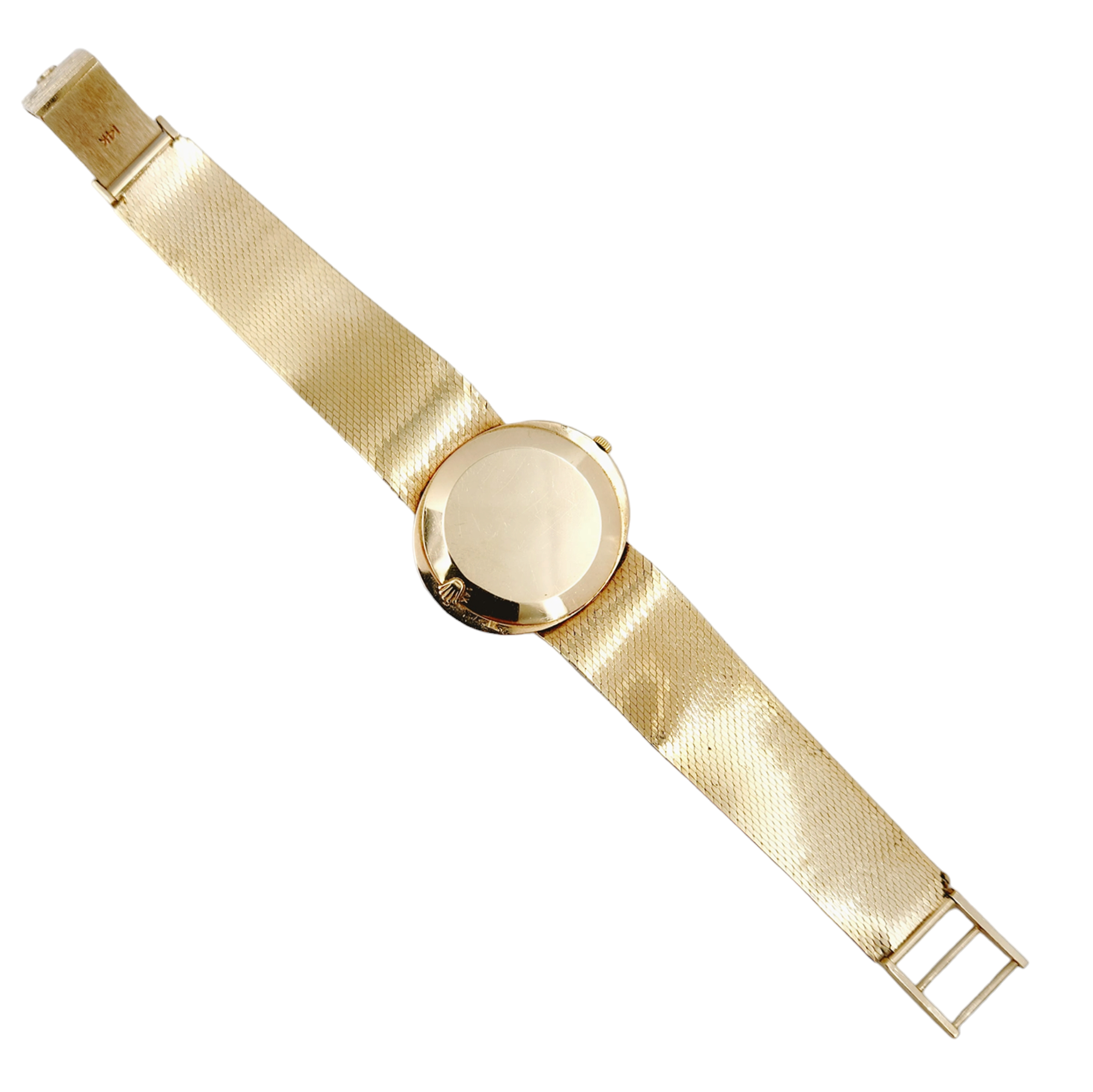 *Rolex Cellini Vintage 14K Yellow Gold Watch with Light Champagne Dial and Smooth Bezel.