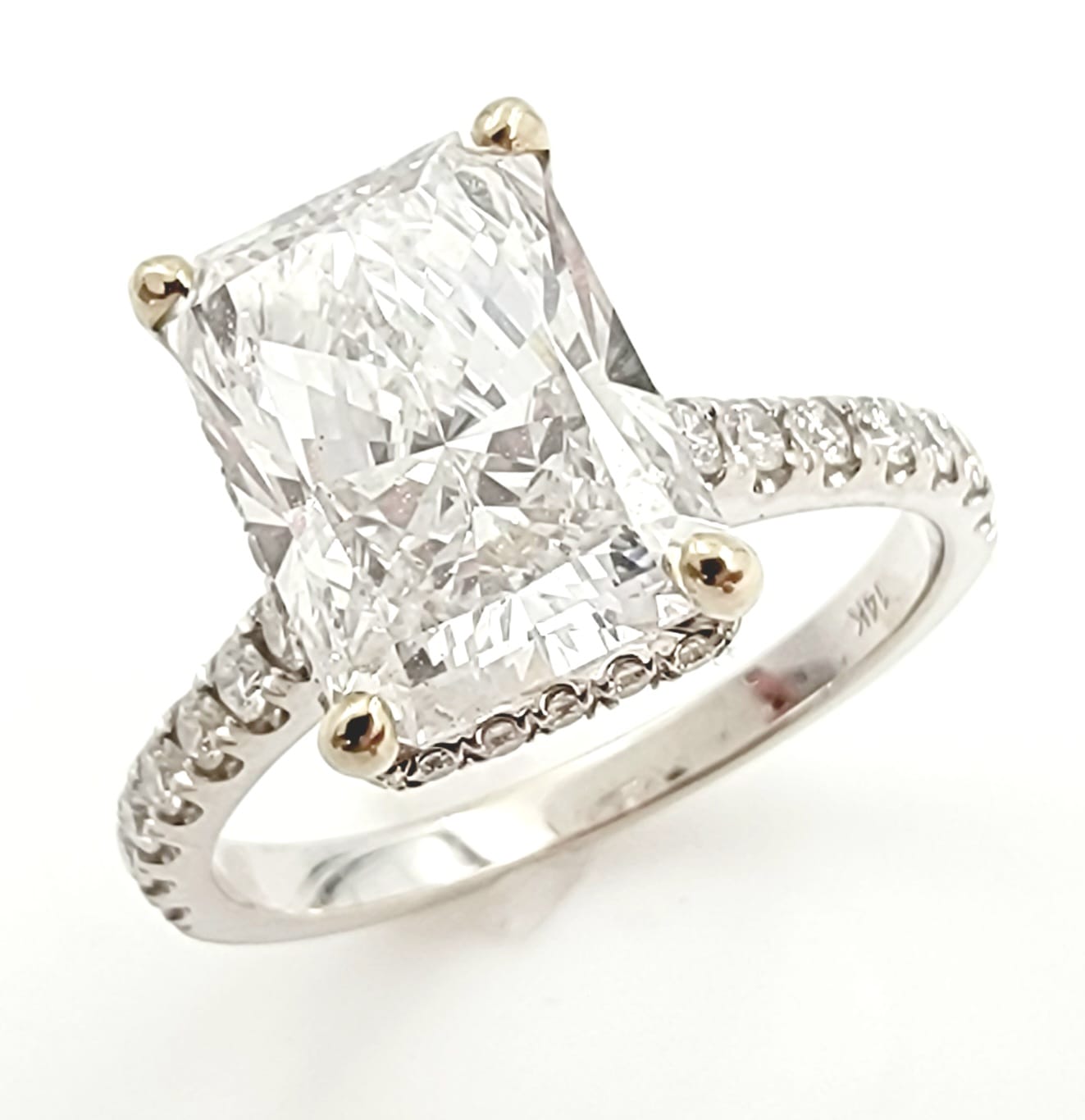 Radiant Cut Lab Grown Solitaire Ring with Hidden Halo