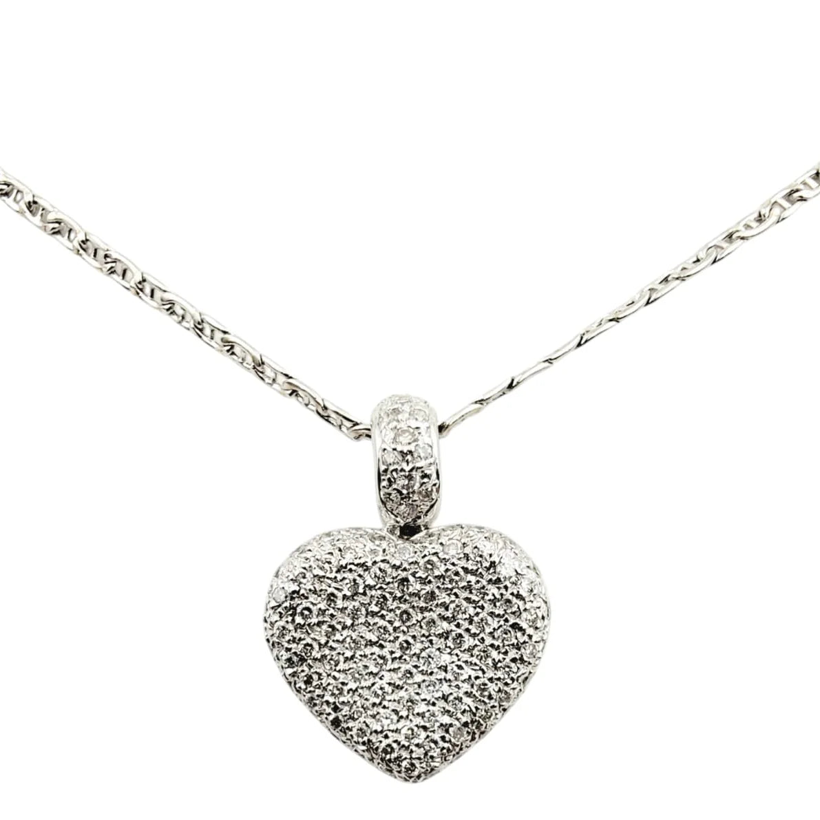 18K White Gold Diamond Heart Pendant Necklace