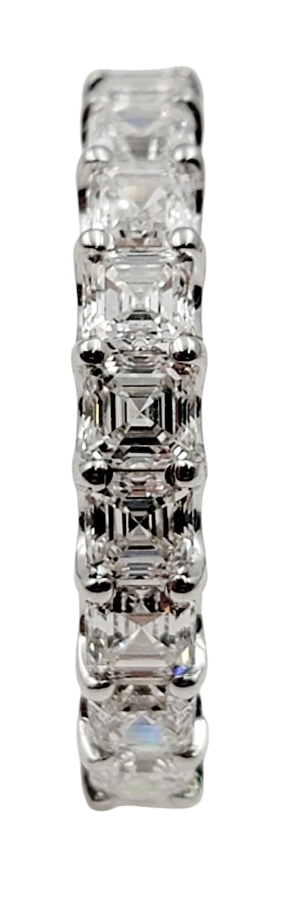 3.27ct-18k White Gold Asher Cut shared prong Wedding Band Eternity Ring Size 6