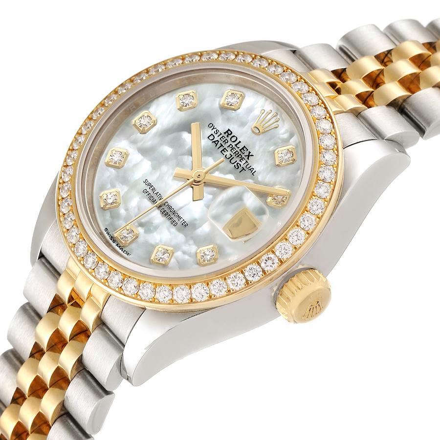Ladies Rolex 26mm DateJust 18K Gold Two Tone / Stainless Steel Wristwatch w/ Mother of Pearl Diamond Dial & Diamond Bezel. (Pre-Owned)