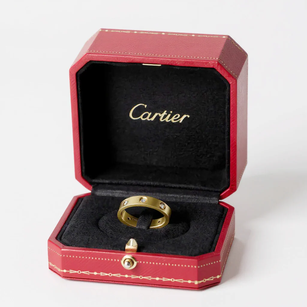 Cartier 6 Diamond Love Ring in 18K Yellow Gold - Includes Cartier Box and Cartier Certificate. (Pre-Owned)