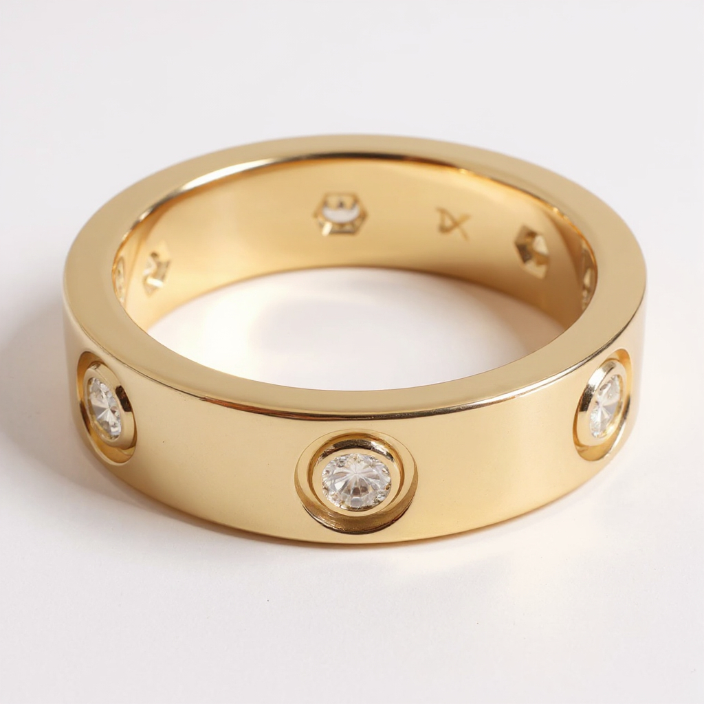 Cartier 6 Diamond Love Ring in 18K Yellow Gold - Includes Cartier Box and Cartier Certificate. (Pre-Owned)