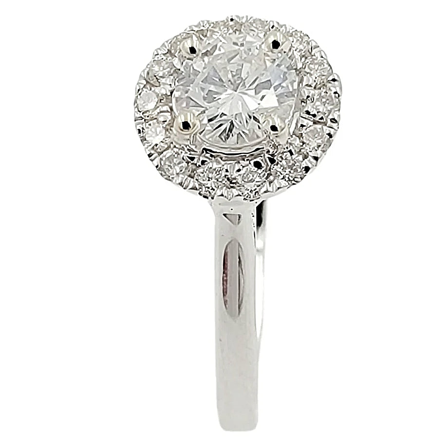 14K White Gold Diamond Halo Engagement Ring.