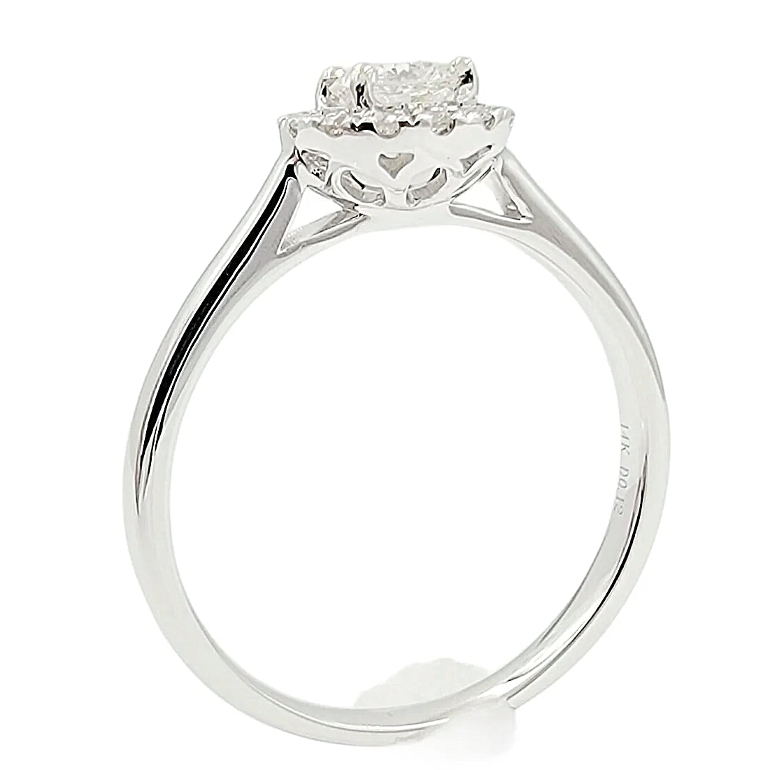 14K White Gold Diamond Halo Engagement Ring.