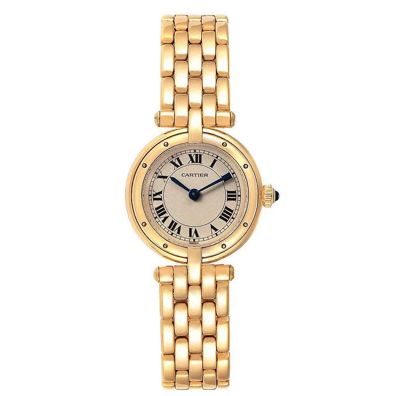 Ladies Cartier 24mm Vendome 18K Yellow Gold Watch with Roman Numeral Champagne Dial and Smooth Bezel. (Pre-Owned 1089)