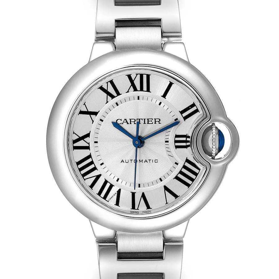 Ladies Cartier 36mm Ballon Bleu Automatic Stainless Steel Watch with Roman Numeral Silver Dial and Smooth Bezel. (Pre-Owned W6920071)
