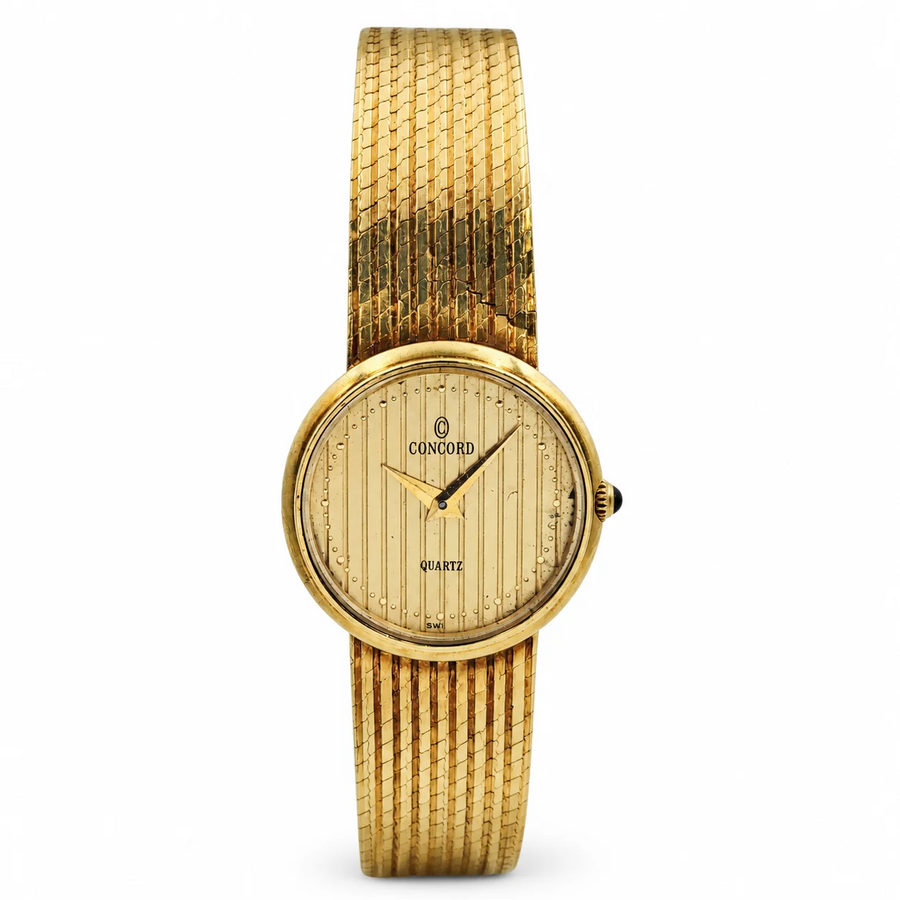 Ladies Concord 20mm Solid 14K Yellow Gold Watch with Gold Dial and Smooth Bezel. (Pre-Owned)