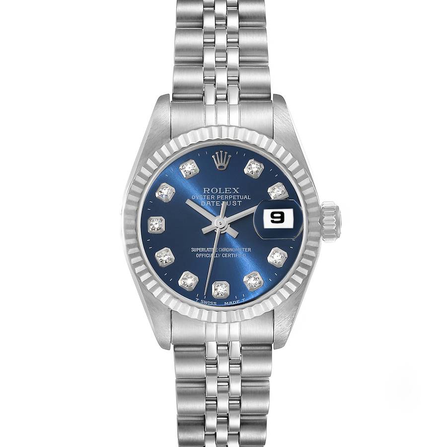 2000 Ladies Rolex 26mm DateJust Stainless Steel Watch with Blue Diamond Dial and Fluted Bezel. (Pre-Owned 69174)