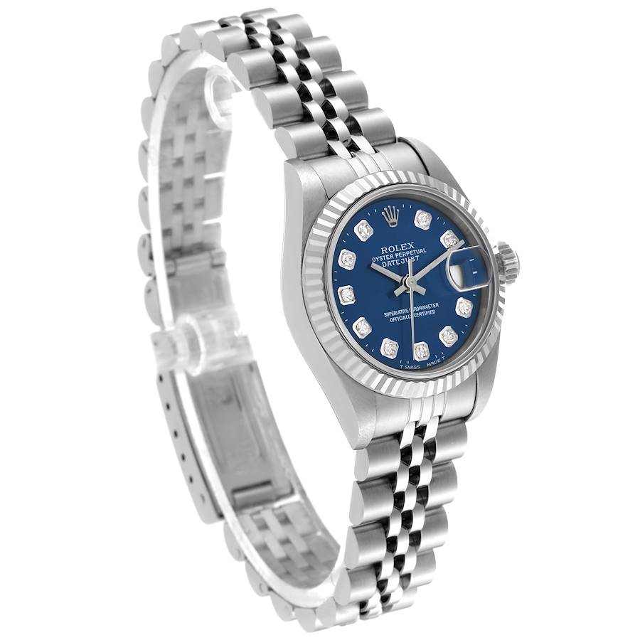 2000 Ladies Rolex 26mm DateJust Stainless Steel Watch with Blue Diamond Dial and Fluted Bezel. (Pre-Owned 69174)