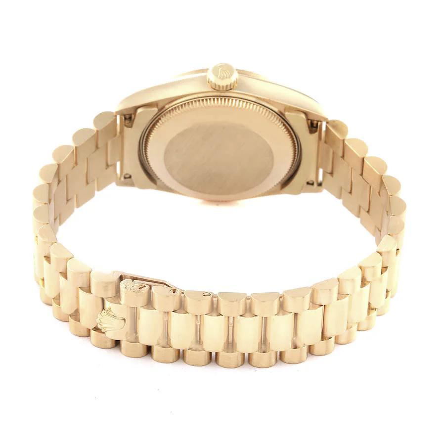 Ladies Rolex 31mm Midsize Presidential 18K Solid Yellow Gold Watch with Champagne Diamond Dial and Fluted Bezel. (Pre-Owned)