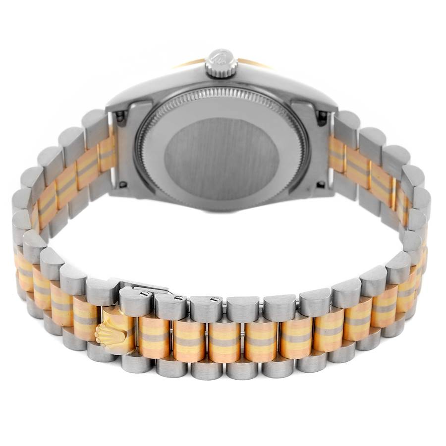 *Ladies Rolex 31mm Midsize Tridor Tri-Color Presidential 18K Rose / White Gold Watch with Bronze Diamond Dial and Fluted Bezel. (Pre-Owned Box/Paper 68279)