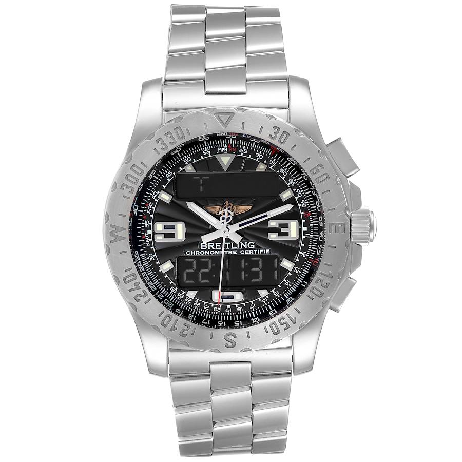Men's Breitling 44mm GMT Airwolf Stainless Steel Watch with Grey Chronometre Dial. (Pre-Owned A78363)
